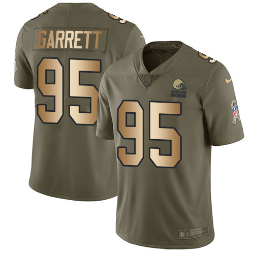 Nike Browns #95 Myles Garrett Olive/Gold Men's Stitched NFL Limited 2017 Salute To Service Jersey Nike Browns #95 Myles Garrett Olive/Gold Men's Stitched NFL Limited 2017 Salute To Service Jersey