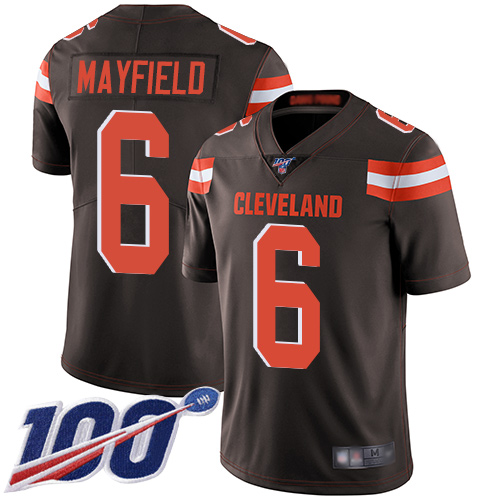 Nike Browns #6 Baker Mayfield Brown Team Color Men's Stitched NFL 100th Season Vapor Limited Jersey Nike Browns #6 Baker Mayfield Brown Team Color Men's Stitched NFL 100th Season Vapor Limited Jersey