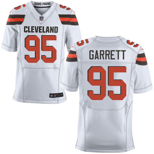 Nike Browns #95 Myles Garrett White Men's Stitched NFL New Elite Jersey Nike Browns #95 Myles Garrett White Men's Stitched NFL New Elite Jersey