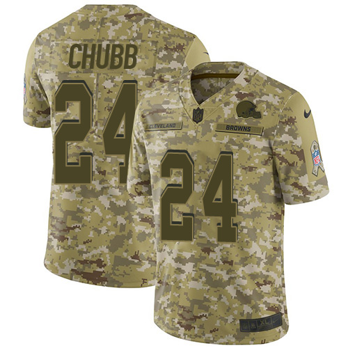 Nike Browns #24 Nick Chubb Camo Men's Stitched NFL Limited 2018 Salute To Service Jersey Nike Browns #24 Nick Chubb Camo Men's Stitched NFL Limited 2018 Salute To Service Jersey