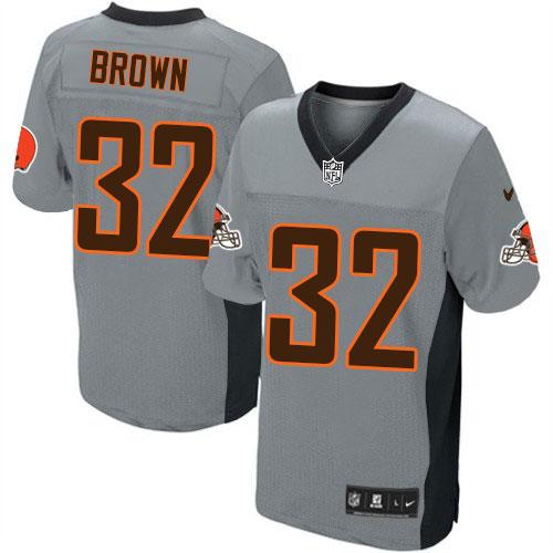 Nike Browns #32 Jim Brown Grey Shadow Men's Stitched NFL Elite Jersey Nike Browns #32 Jim Brown Grey Shadow Men's Stitched NFL Elite Jersey