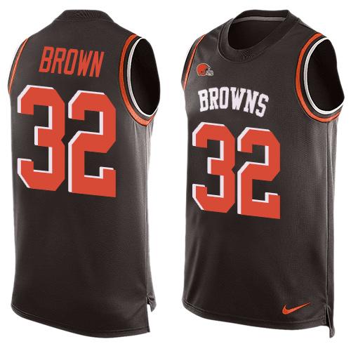 Nike Browns #32 Jim Brown Brown Team Color Men's Stitched NFL Limited Tank Top Jersey Nike Browns #32 Jim Brown Brown Team Color Men's Stitched NFL Limited Tank Top Jersey