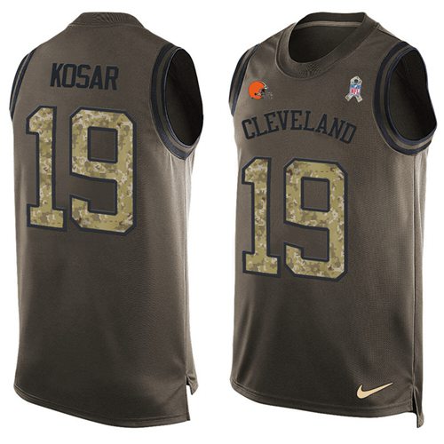 Nike Browns #19 Bernie Kosar Green Men's Stitched NFL Limited Salute To Service Tank Top Jersey Nike Browns #19 Bernie Kosar Green Men's Stitched NFL Limited Salute To Service Tank Top Jersey
