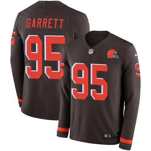 Nike Browns #95 Myles Garrett Brown Team Color Men's Stitched NFL Limited Therma Long Sleeve Jersey Nike Browns #95 Myles Garrett Brown Team Color Men's Stitched NFL Limited Therma Long Sleeve Jersey
