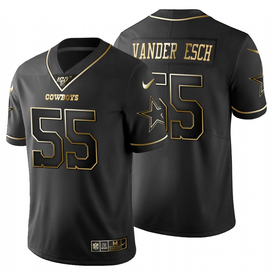 Dallas Cowboys #55 Leighton Vander Esch Men's Nike Black Golden Limited NFL 100 Jersey Dallas Cowboys #55 Leighton Vander Esch Men's Nike Black Golden Limited NFL 100 Jersey
