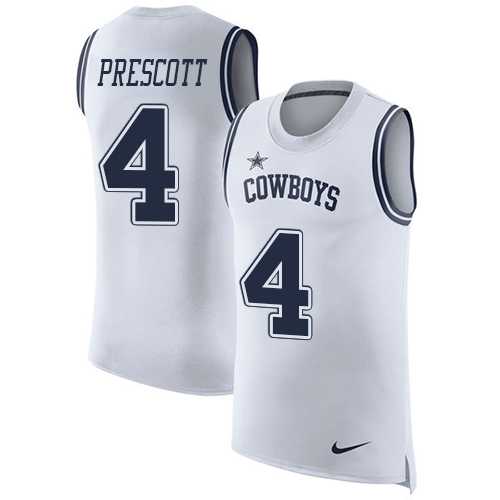 Nike Cowboys #4 Dak Prescott White Men's Stitched NFL Limited Rush Tank Top Jersey Nike Cowboys #4 Dak Prescott White Men's Stitched NFL Limited Rush Tank Top Jersey