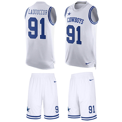 Nike Cowboys #91 L. P. Ladouceur White Men's Stitched NFL Limited Tank Top Suit Jersey Nike Cowboys #91 L. P. Ladouceur White Men's Stitched NFL Limited Tank Top Suit Jersey