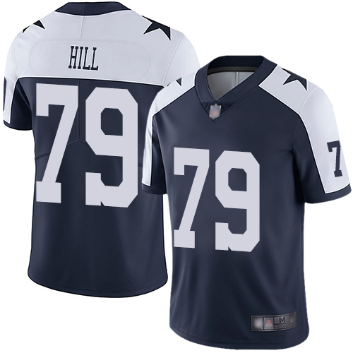 Nike Cowboys #79 Trysten Hill Navy Blue Thanksgiving Men's Stitched NFL Vapor Untouchable Limited Throwback Jersey Nike Cowboys #79 Trysten Hill Navy Blue Thanksgiving Men's Stitched NFL Vapor Untouchable Limited Throwback Jersey