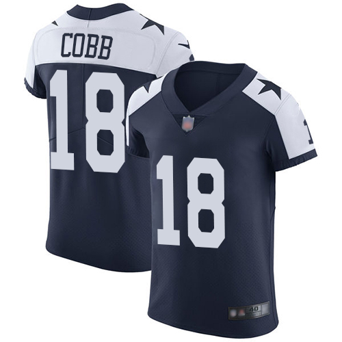 Nike Cowboys #18 Randall Cobb Navy Blue Thanksgiving Men's Stitched NFL Vapor Untouchable Throwback Elite Jersey Nike Cowboys #18 Randall Cobb Navy Blue Thanksgiving Men's Stitched NFL Vapor Untouchable Throwback Elite Jersey