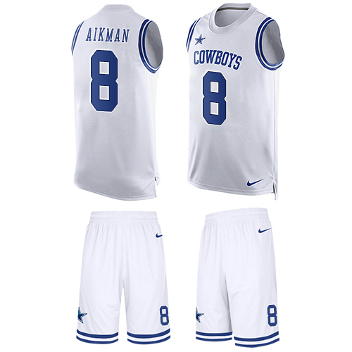 Nike Cowboys #8 Troy Aikman White Men's Stitched NFL Limited Tank Top Suit Jersey Nike Cowboys #8 Troy Aikman White Men's Stitched NFL Limited Tank Top Suit Jersey