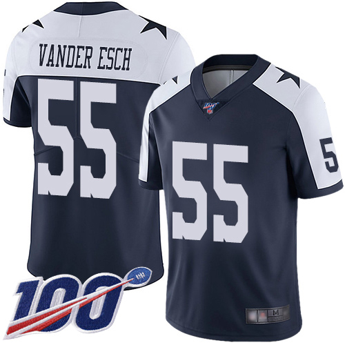 Nike Cowboys #55 Leighton Vander Esch Navy Blue Thanksgiving Men's Stitched NFL 100th Season Vapor Throwback Limited Jersey