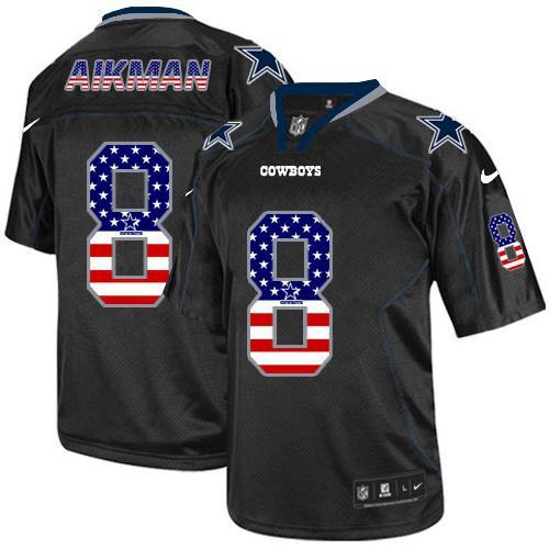 Nike Cowboys #8 Troy Aikman Black Men's Stitched NFL Elite USA Flag Fashion Jersey Nike Cowboys #8 Troy Aikman Black Men's Stitched NFL Elite USA Flag Fashion Jersey