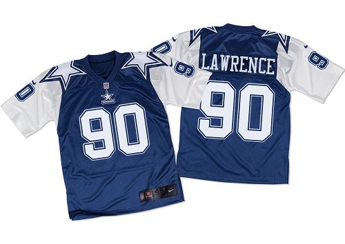 Nike Cowboys #90 Demarcus Lawrence Navy Blue/White Throwback Men's Stitched NFL Elite Jersey Nike Cowboys #90 Demarcus Lawrence Navy Blue/White Throwback Men's Stitched NFL Elite Jersey