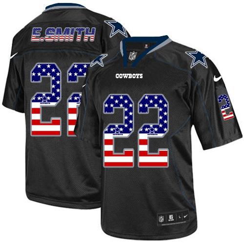 Nike Cowboys #22 Emmitt Smith Black Men's Stitched NFL Elite USA Flag Fashion Jersey Nike Cowboys #22 Emmitt Smith Black Men's Stitched NFL Elite USA Flag Fashion Jersey
