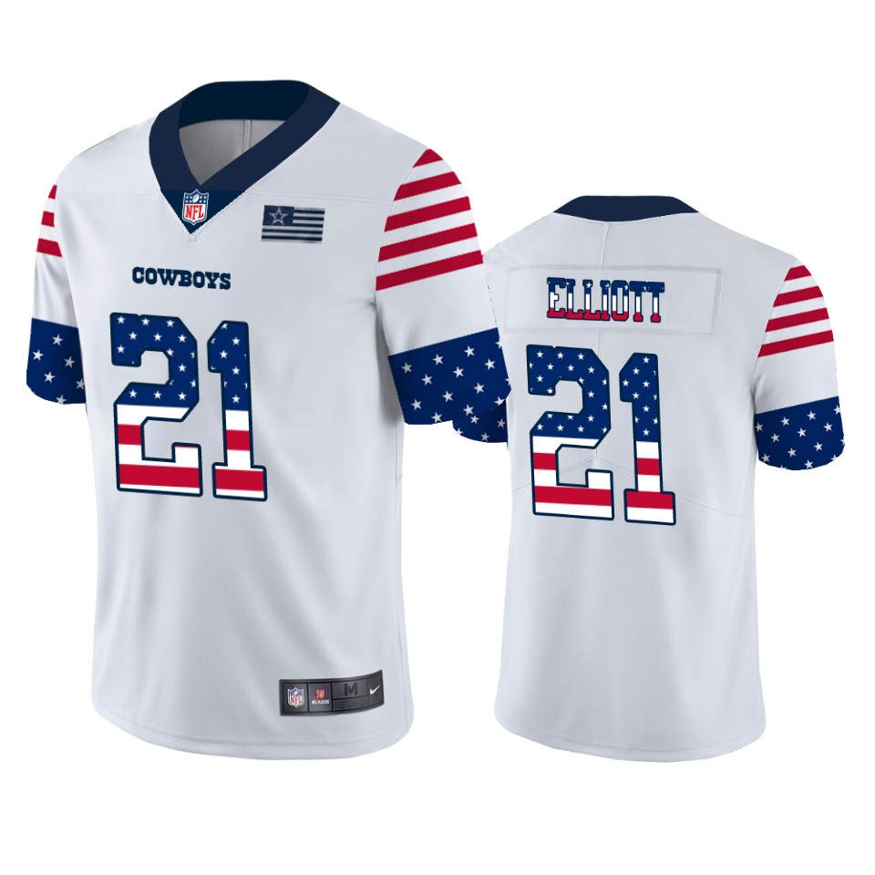Dallas Cowboys #21 Ezekiel Elliott White Men's Nike Team Logo USA Flag Vapor Untouchable Limited NFL Jersey Dallas Cowboys #21 Ezekiel Elliott White Men's Nike Team Logo USA Flag Vapor Untouchable Limited NFL Jersey