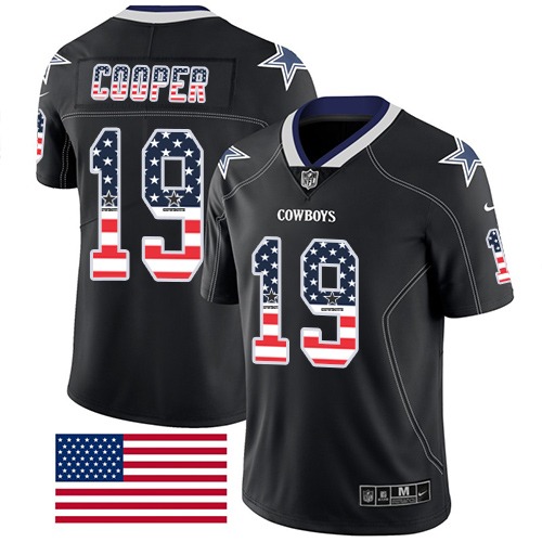 Nike Cowboys #19 Amari Cooper Black Men's Stitched NFL Limited Rush USA Flag Jersey Nike Cowboys #19 Amari Cooper Black Men's Stitched NFL Limited Rush USA Flag Jersey