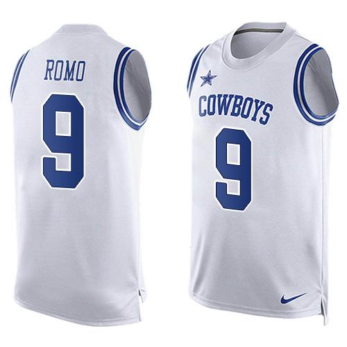 Nike Cowboys #9 Tony Romo White Men's Stitched NFL Limited Tank Top Jersey Nike Cowboys #9 Tony Romo White Men's Stitched NFL Limited Tank Top Jersey