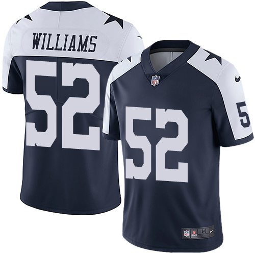 Nike Cowboys #52 Connor Williams Navy Blue Thanksgiving Men's Stitched NFL Vapor Untouchable Limited Throwback Jersey Nike Cowboys #52 Connor Williams Navy Blue Thanksgiving Men's Stitched NFL Vapor Untouchable Limited Throwback Jersey