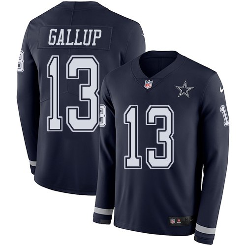 Nike Cowboys #13 Michael Gallup Navy Blue Team Color Men's Stitched NFL Limited Therma Long Sleeve Jersey Nike Cowboys #13 Michael Gallup Navy Blue Team Color Men's Stitched NFL Limited Therma Long Sleeve Jersey