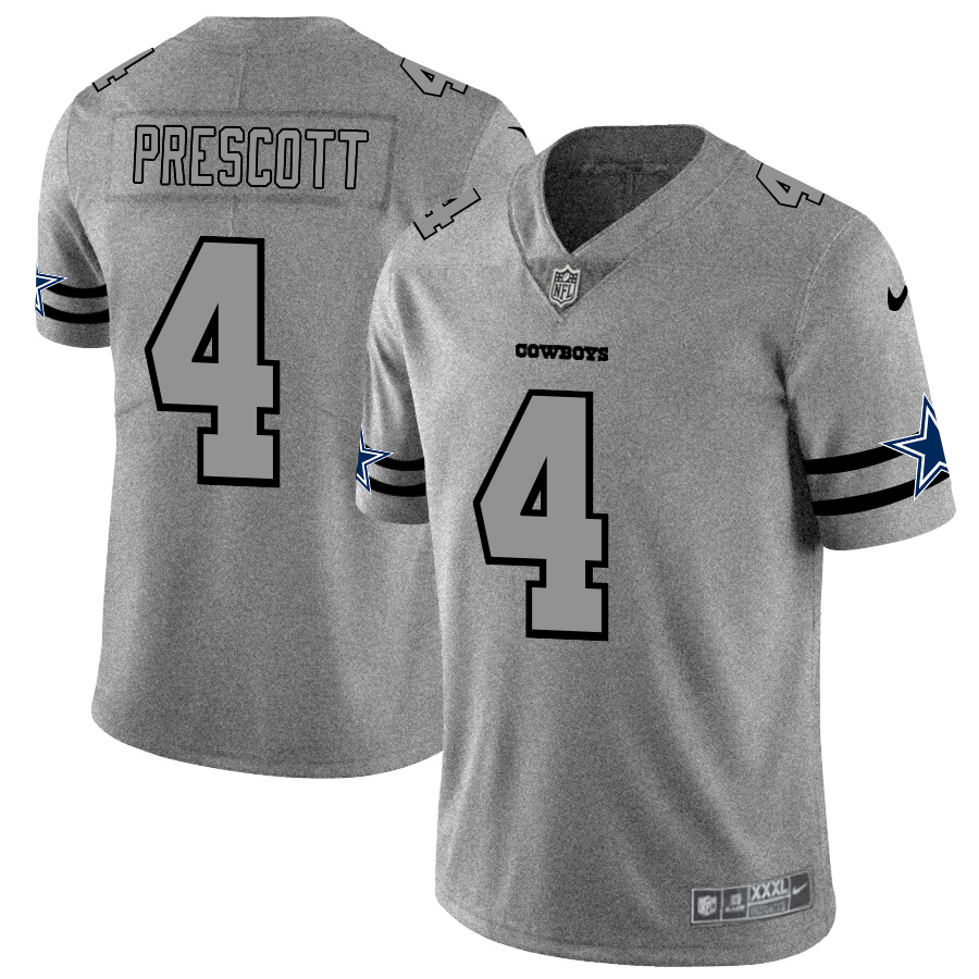 Dallas Cowboys #4 Dak Prescott Men's Nike Gray Gridiron II Vapor Untouchable Limited NFL Jersey Dallas Cowboys #4 Dak Prescott Men's Nike Gray Gridiron II Vapor Untouchable Limited NFL Jersey