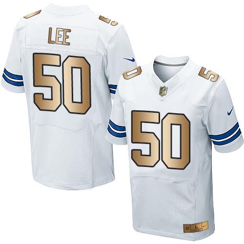 Nike Cowboys #50 Sean Lee White Men's Stitched NFL Elite Gold Jersey Nike Cowboys #50 Sean Lee White Men's Stitched NFL Elite Gold Jersey