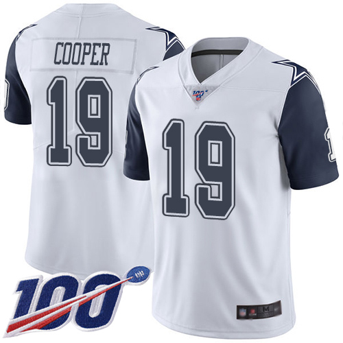 Nike Cowboys #19 Amari Cooper White Men's Stitched NFL Limited Rush 100th Season Jersey Nike Cowboys #19 Amari Cooper White Men's Stitched NFL Limited Rush 100th Season Jersey