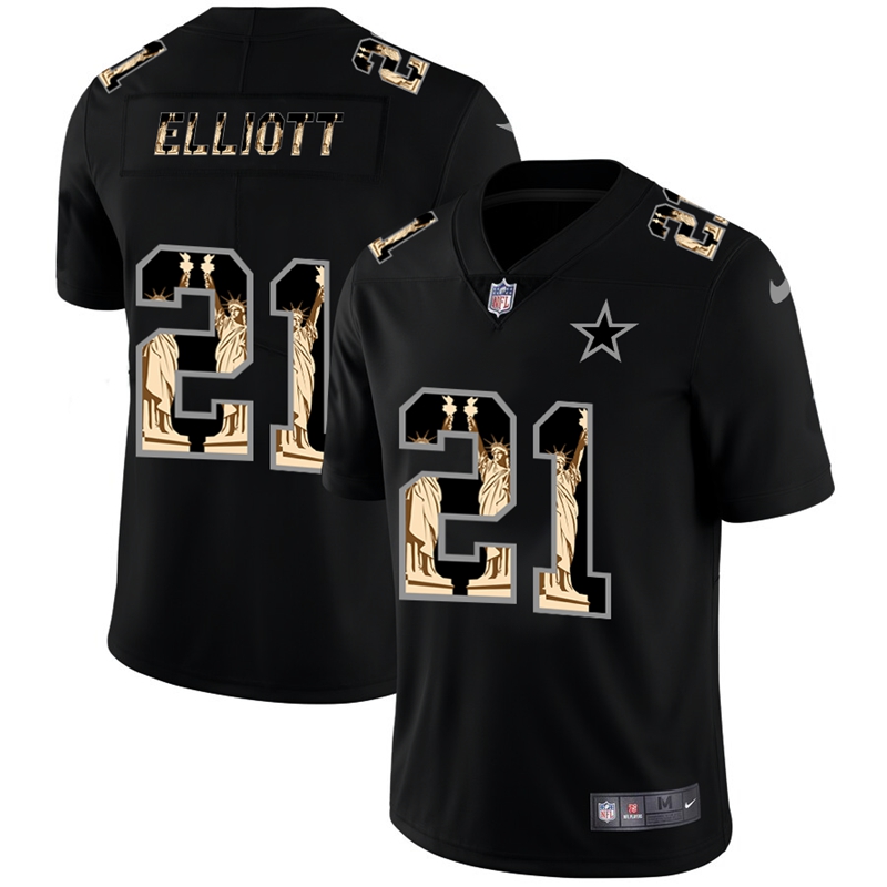 Dallas Cowboys #21 Ezekiel Elliott Carbon Black Vapor Statue Of Liberty Limited NFL Jersey Dallas Cowboys #21 Ezekiel Elliott Carbon Black Vapor Statue Of Liberty Limited NFL Jersey