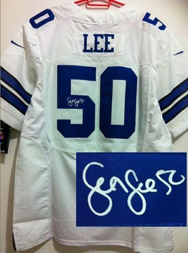 Nike Cowboys #50 Sean Lee White Men's Stitched NFL Elite Autographed Jersey Nike Cowboys #50 Sean Lee White Men's Stitched NFL Elite Autographed Jersey