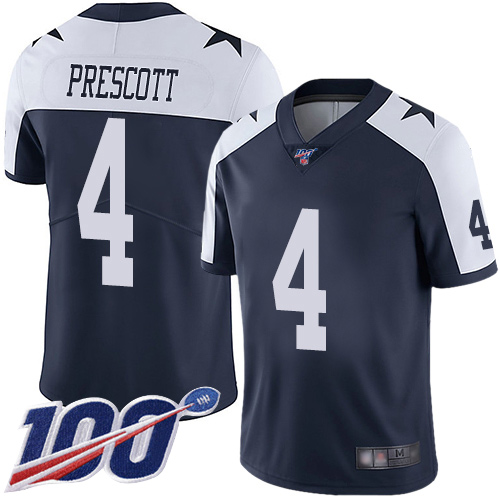 Nike Cowboys #4 Dak Prescott Navy Blue Thanksgiving Men's Stitched NFL 100th Season Vapor Throwback Limited Jersey Nike Cowboys #4 Dak Prescott Navy Blue Thanksgiving Men's Stitched NFL 100th Season Vapor Throwback Limited Jersey