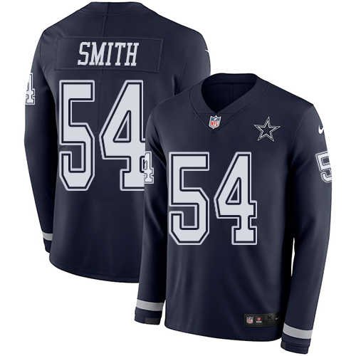 Nike Cowboys #54 Jaylon Smith Navy Blue Team Color Men's Stitched NFL Limited Therma Long Sleeve Jersey Nike Cowboys #54 Jaylon Smith Navy Blue Team Color Men's Stitched NFL Limited Therma Long Sleeve Jersey