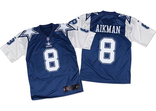 Nike Cowboys #8 Troy Aikman Navy Blue/White Throwback Men's Stitched NFL Elite Jersey Nike Cowboys #8 Troy Aikman Navy Blue/White Throwback Men's Stitched NFL Elite Jersey