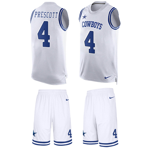 Nike Cowboys #4 Dak Prescott White Men's Stitched NFL Limited Tank Top Suit Jersey Nike Cowboys #4 Dak Prescott White Men's Stitched NFL Limited Tank Top Suit Jersey