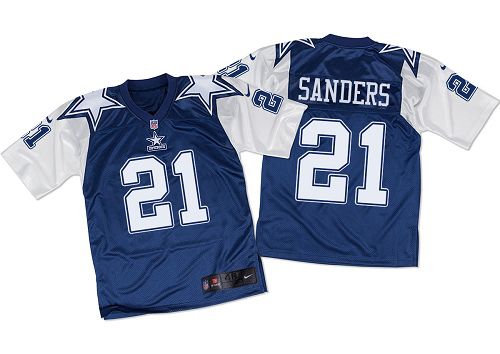 Nike Cowboys #21 Deion Sanders Navy Blue/White Throwback Men's Stitched NFL Elite Jersey Nike Cowboys #21 Deion Sanders Navy Blue/White Throwback Men's Stitched NFL Elite Jersey