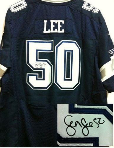 Nike Cowboys #50 Sean Lee Navy Blue Team Color Men's Stitched NFL Elite Autographed Jersey Nike Cowboys #50 Sean Lee Navy Blue Team Color Men's Stitched NFL Elite Autographed Jersey