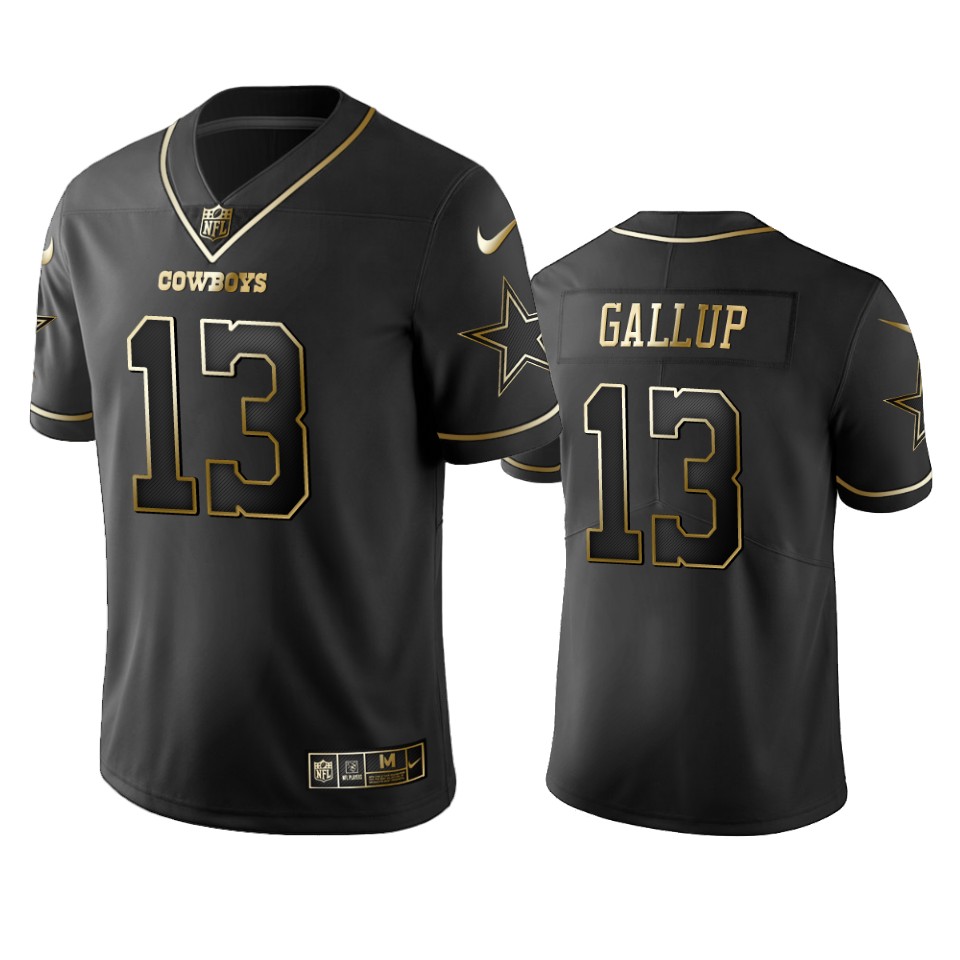 Nike Cowboys #13 Michael Gallup Black Golden Limited Edition Stitched NFL Jersey Nike Cowboys #13 Michael Gallup Black Golden Limited Edition Stitched NFL Jersey