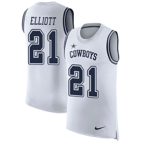 Nike Cowboys #21 Ezekiel Elliott White Men's Stitched NFL Limited Rush Tank Top Jersey Nike Cowboys #21 Ezekiel Elliott White Men's Stitched NFL Limited Rush Tank Top Jersey