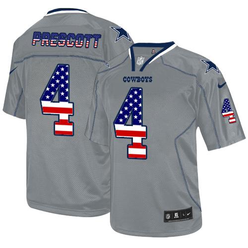 Nike Cowboys #4 Dak Prescott Grey Men's Stitched NFL Elite USA Flag Fashion Jersey Nike Cowboys #4 Dak Prescott Grey Men's Stitched NFL Elite USA Flag Fashion Jersey