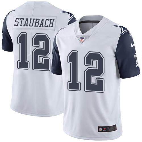 Nike Cowboys #12 Roger Staubach White Men's Stitched NFL Limited Rush Jersey Nike Cowboys #12 Roger Staubach White Men's Stitched NFL Limited Rush Jersey