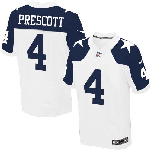 Nike Cowboys #4 Dak Prescott White Thanksgiving Throwback Men's Stitched NFL Elite Jersey Nike Cowboys #4 Dak Prescott White Thanksgiving Throwback Men's Stitched NFL Elite Jersey