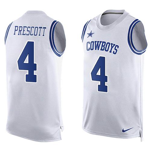 Nike Cowboys #4 Dak Prescott White Men's Stitched NFL Limited Tank Top Jersey Nike Cowboys #4 Dak Prescott White Men's Stitched NFL Limited Tank Top Jersey