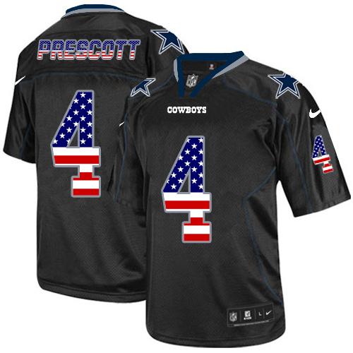 Nike Cowboys #4 Dak Prescott Black Men's Stitched NFL Elite USA Flag Fashion Jersey Nike Cowboys #4 Dak Prescott Black Men's Stitched NFL Elite USA Flag Fashion Jersey