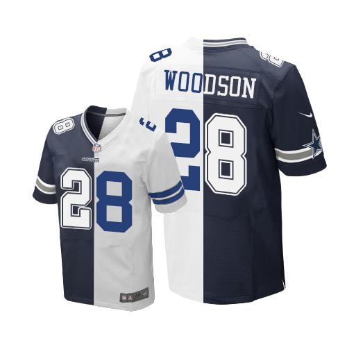 Nike Cowboys #28 Darren Woodson Navy Blue/White Men's Stitched NFL Elite Split Jersey Nike Cowboys #28 Darren Woodson Navy Blue/White Men's Stitched NFL Elite Split Jersey