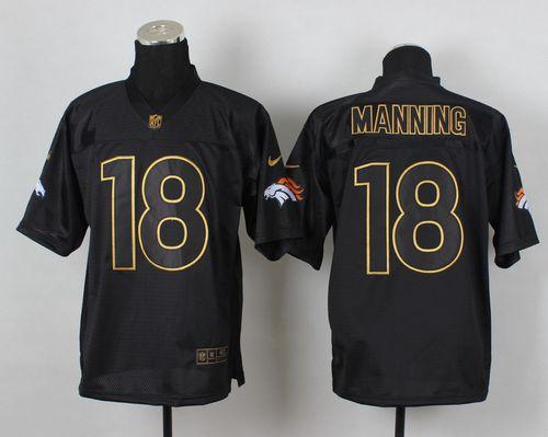 Nike Broncos #18 Peyton Manning Black Gold No. Fashion Men's Stitched NFL Elite Jersey Nike Broncos #18 Peyton Manning Black Gold No. Fashion Men's Stitched NFL Elite Jersey