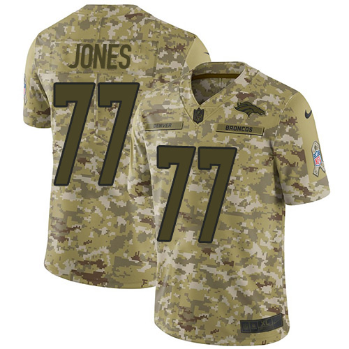 Nike Broncos #77 Sam Jones Camo Men's Stitched NFL Limited 2018 Salute To Service Jersey Nike Broncos #77 Sam Jones Camo Men's Stitched NFL Limited 2018 Salute To Service Jersey