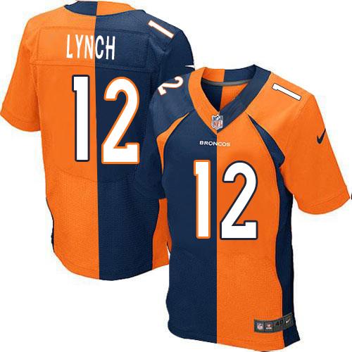 Nike Broncos #12 Paxton Lynch Orange/Navy Blue Men's Stitched NFL Elite Split Jersey Nike Broncos #12 Paxton Lynch Orange/Navy Blue Men's Stitched NFL Elite Split Jersey