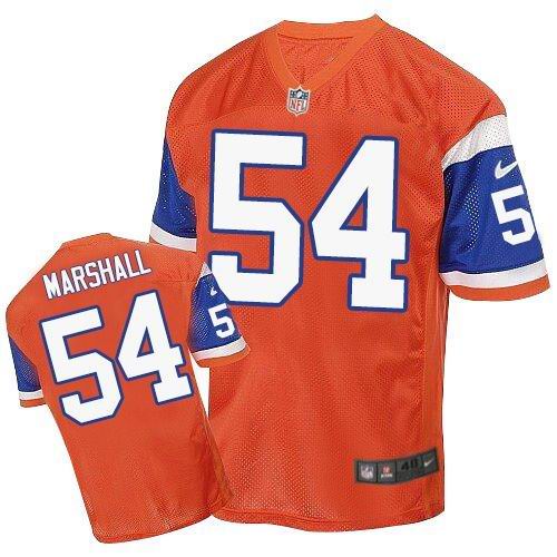 Nike Broncos #54 Brandon Marshall Orange Throwback Men's Stitched NFL Elite Jersey Nike Broncos #54 Brandon Marshall Orange Throwback Men's Stitched NFL Elite Jersey