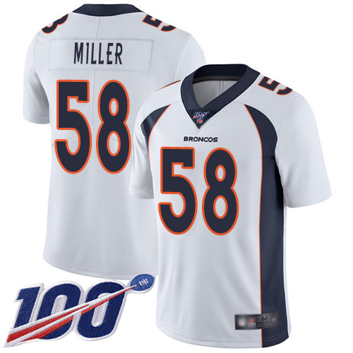 Nike Broncos #58 Von Miller White Men's Stitched NFL 100th Season Vapor Limited Jersey Nike Broncos #58 Von Miller White Men's Stitched NFL 100th Season Vapor Limited Jersey