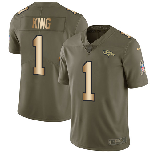 Nike Broncos #1 Marquette King Olive/Gold Men's Stitched NFL Limited 2017 Salute To Service Jersey Nike Broncos #1 Marquette King Olive/Gold Men's Stitched NFL Limited 2017 Salute To Service Jersey