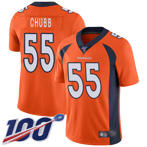 Nike Broncos #55 Bradley Chubb Orange Men's Stitched NFL 100th Season Vapor Limited Jersey Nike Broncos #55 Bradley Chubb Orange Men's Stitched NFL 100th Season Vapor Limited Jersey