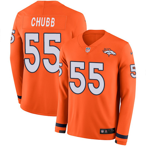 Nike Broncos #55 Bradley Chubb Orange Team Color Men's Stitched NFL Limited Therma Long Sleeve Jersey Nike Broncos #55 Bradley Chubb Orange Team Color Men's Stitched NFL Limited Therma Long Sleeve Jersey